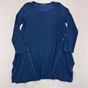 Sun Kim Women's Blue Long Sleeve Slinky Tunic Top Size Small